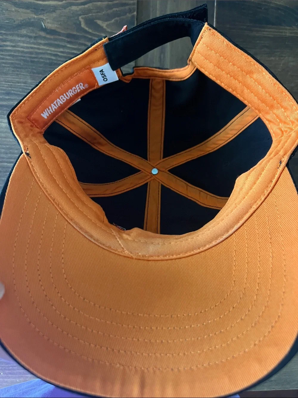 Whataburger Black Baseball Cap with Orange W Logo